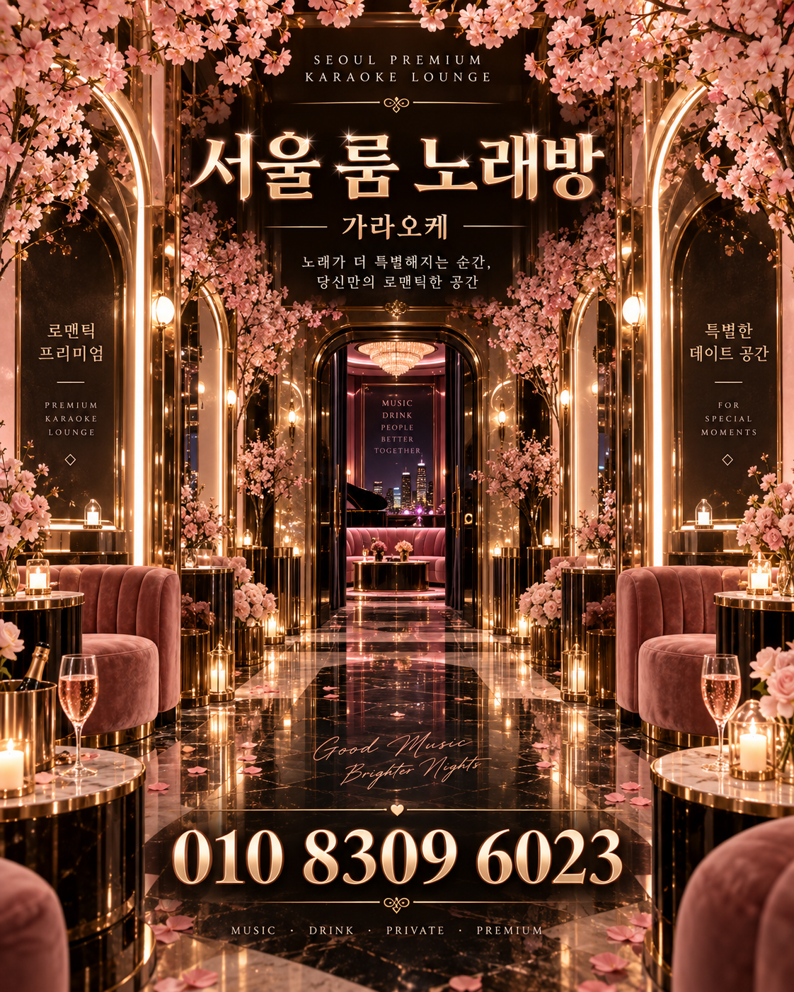 가락동 가라오케 · 서울 룸 노래방 홍보 포스터, 체리블로섬 라운지